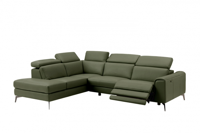 Coltar BALTIC, 3 locuri cu recliner electric dreapta si sezlong pe stanga, tetiere reglabile, port USB, Piele naturala Italiana, 291x221 cm [1]