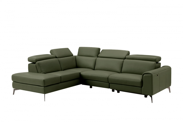 Coltar BALTIC, 3 locuri cu recliner electric dreapta si sezlong pe stanga, tetiere reglabile, port USB, Piele naturala Italiana, 291x221 cm [3]