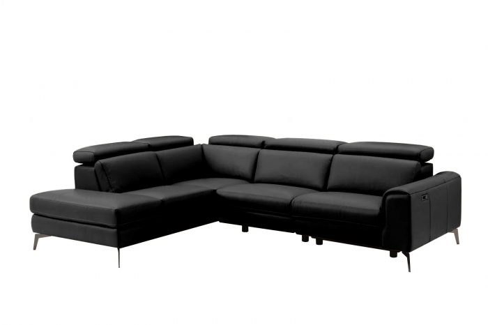 Coltar BALTIC, 3 locuri cu recliner electric dreapta si sezlong pe stanga, tetiere reglabile, port USB, Piele naturala Italiana, 291x221 cm [2]