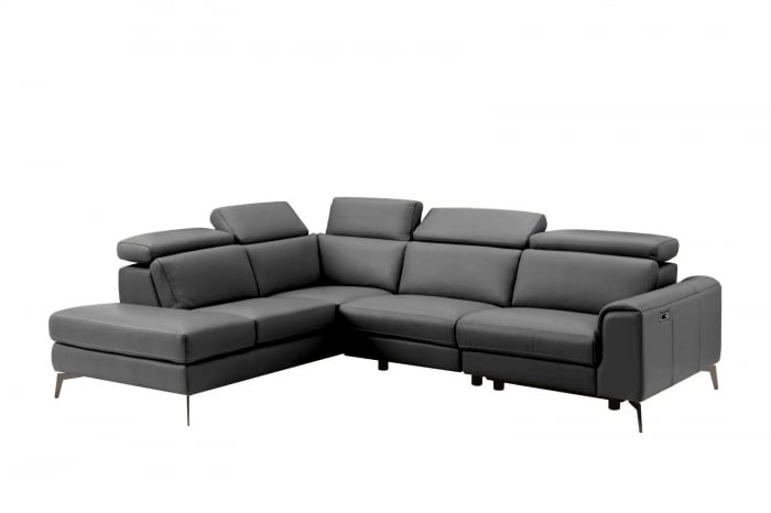 Coltar BALTIC, 3 locuri cu recliner electric dreapta si sezlong pe stanga, tetiere reglabile, port USB, Piele naturala Italiana, 291x221 cm [3]