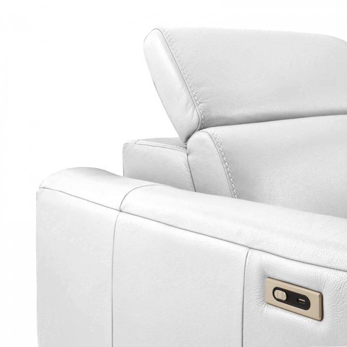Coltar BALTIC, 3 locuri cu recliner electric dreapta si sezlong pe stanga, tetiere reglabile, port USB, Piele naturala Italiana, 291x221 cm [6]