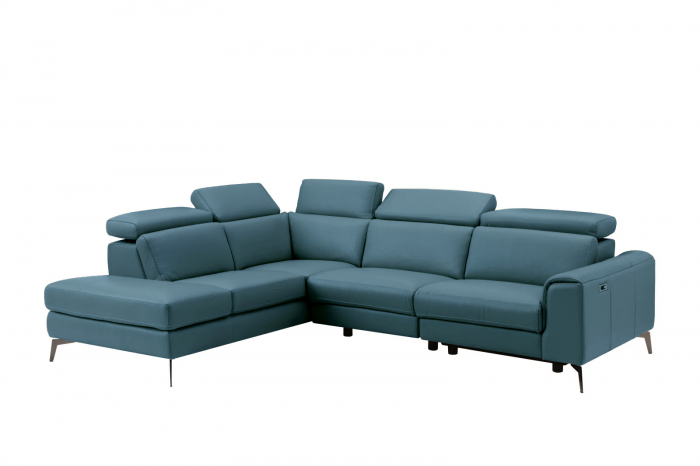 Coltar BALTIC, 3 locuri cu recliner electric dreapta si sezlong pe stanga, tetiere reglabile, port USB, Piele naturala Italiana, 291x221 cm [3]