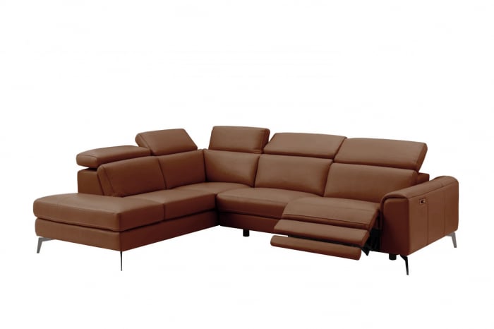 Coltar BALTIC, 3 locuri cu recliner electric dreapta si sezlong pe stanga, tetiere reglabile, port USB, Piele naturala Italiana, 291x221 cm [1]