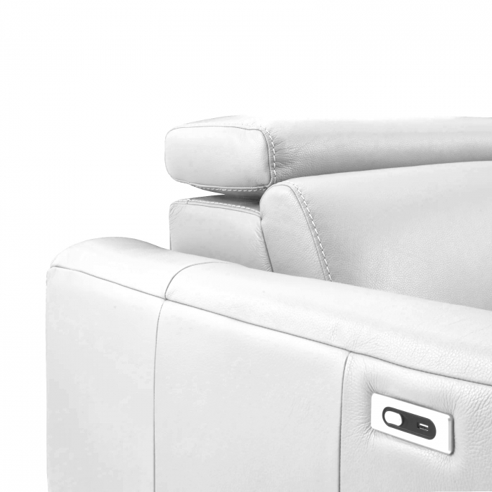 Coltar BALTIC, 3 locuri cu recliner electric dreapta si sezlong pe stanga, tetiere reglabile, port USB, Piele naturala Italiana, 291x221 cm [4]
