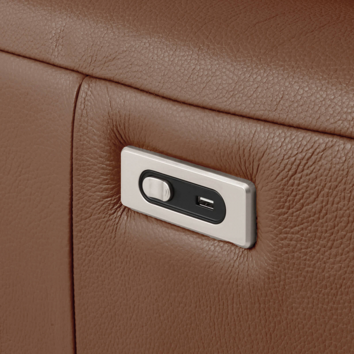 Coltar BALTIC, 3 locuri cu recliner electric dreapta si sezlong pe stanga, tetiere reglabile, port USB, Piele naturala Italiana, 291x221 cm [5]