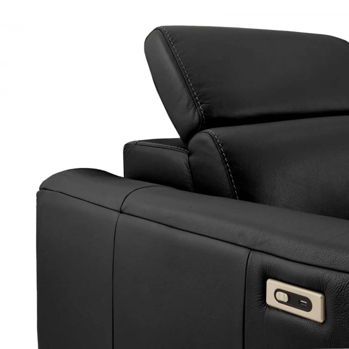 Coltar BALTIC, 3 locuri cu recliner electric dreapta si sezlong pe stanga, tetiere reglabile, port USB, Piele naturala Italiana, 291x221 cm [6]