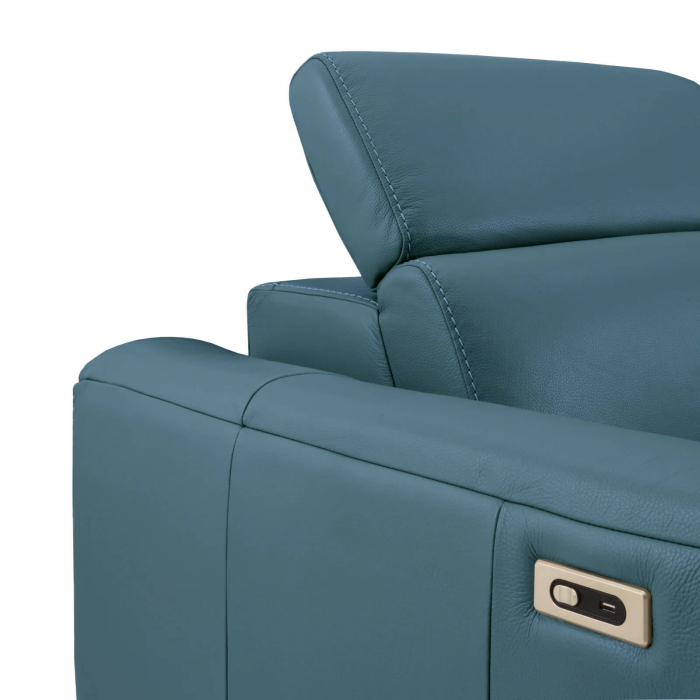 Coltar BALTIC, 3 locuri cu recliner electric dreapta si sezlong pe stanga, tetiere reglabile, port USB, Piele naturala Italiana, 291x221 cm [6]