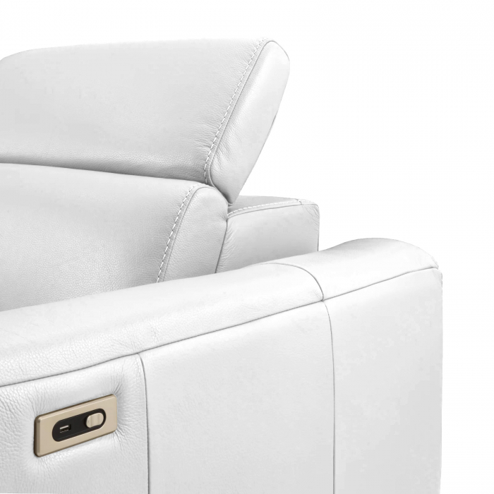 Coltar BALTIC, 3 locuri cu recliner electric stang si sezlong pe dreapta, tetiere reglabile, port USB, Piele naturala Italiana, 291x221 cm [6]