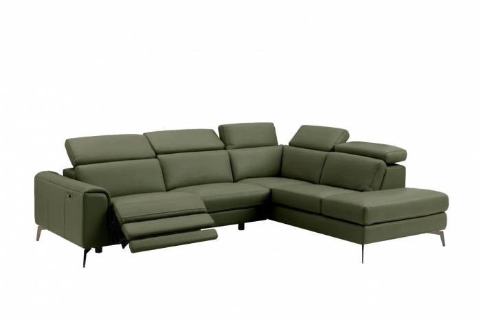Coltar BALTIC, 3 locuri cu recliner electric stang si sezlong pe dreapta, tetiere reglabile, port USB, Piele naturala Italiana, 291x221 cm [1]