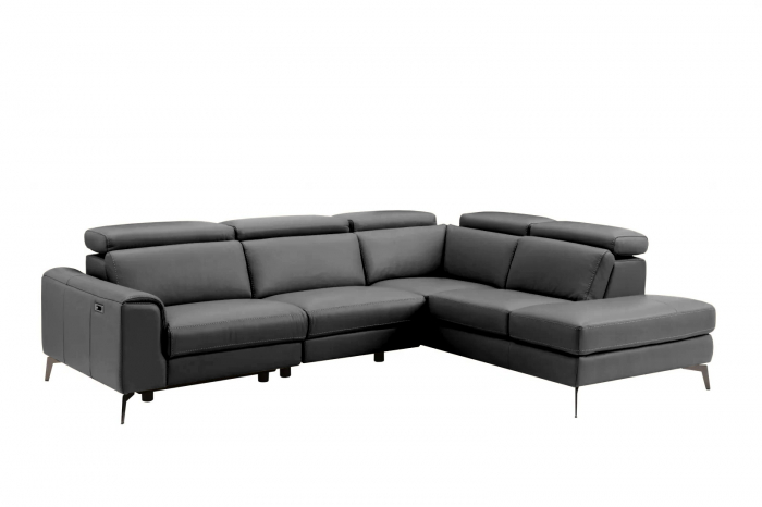 Coltar BALTIC, 3 locuri cu recliner electric stang si sezlong pe dreapta, tetiere reglabile, port USB, Piele naturala Italiana, 291x221 cm [2]