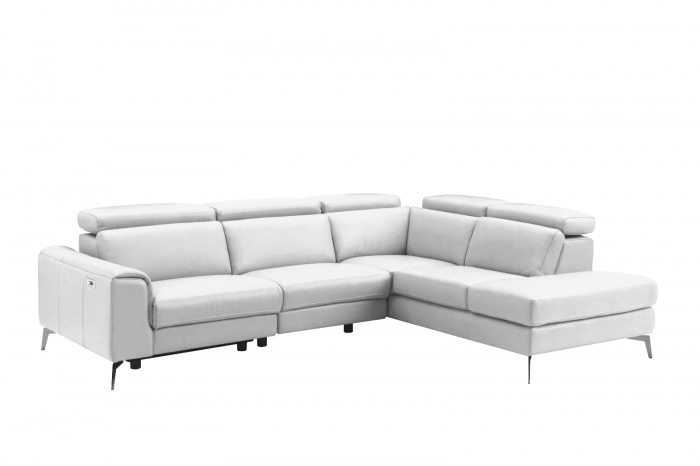 Coltar BALTIC, 3 locuri cu recliner electric stang si sezlong pe dreapta, tetiere reglabile, port USB, Piele naturala Italiana, 291x221 cm [2]