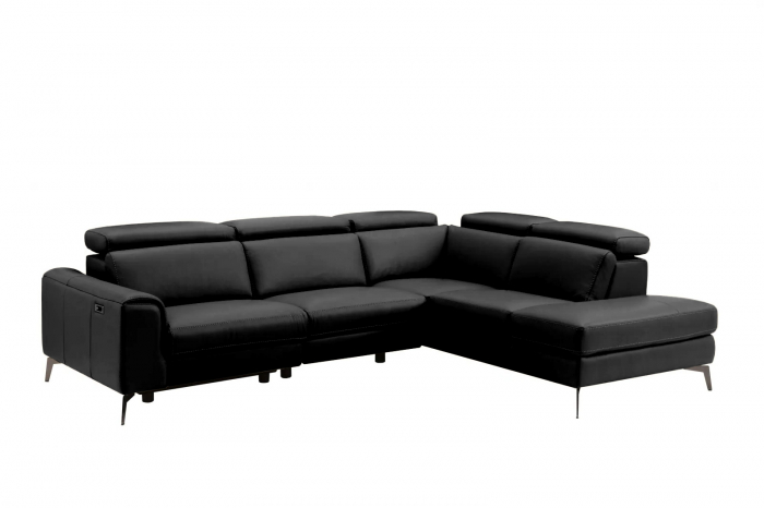Coltar BALTIC, 3 locuri cu recliner electric stang si sezlong pe dreapta, tetiere reglabile, port USB, Piele naturala Italiana, 291x221 cm [2]