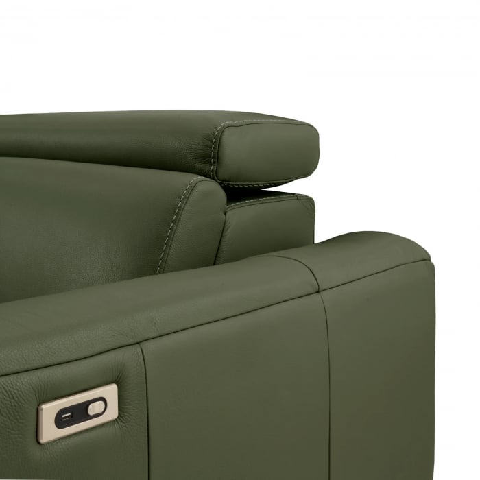 Coltar BALTIC, 3 locuri cu recliner electric stang si sezlong pe dreapta, tetiere reglabile, port USB, Piele naturala Italiana, 291x221 cm [4]
