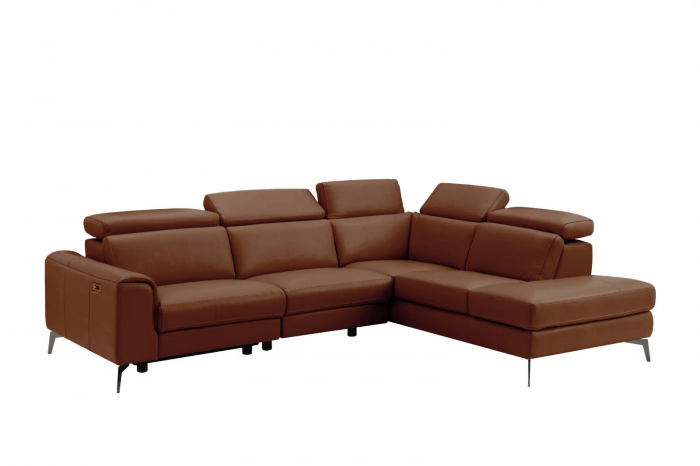 Coltar BALTIC, 3 locuri cu recliner electric stang si sezlong pe dreapta, tetiere reglabile, port USB, Piele naturala Italiana, 291x221 cm [3]