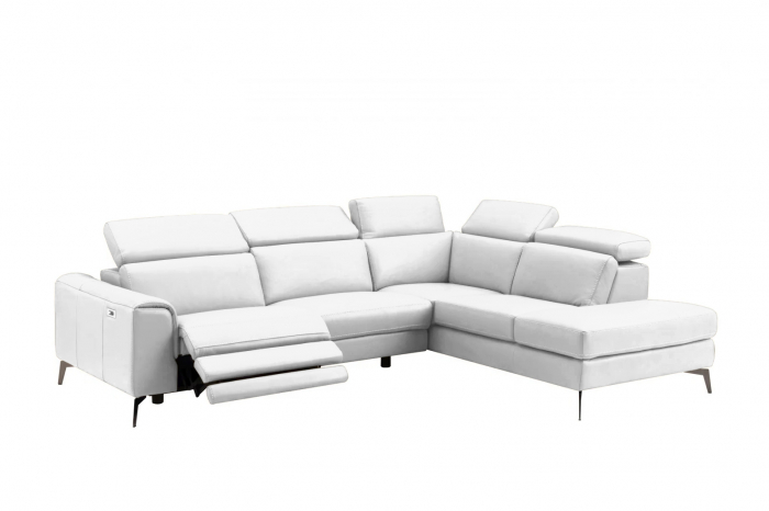 Coltar BALTIC, 3 locuri cu recliner electric stang si sezlong pe dreapta, tetiere reglabile, port USB, Piele naturala Italiana, 291x221 cm [1]