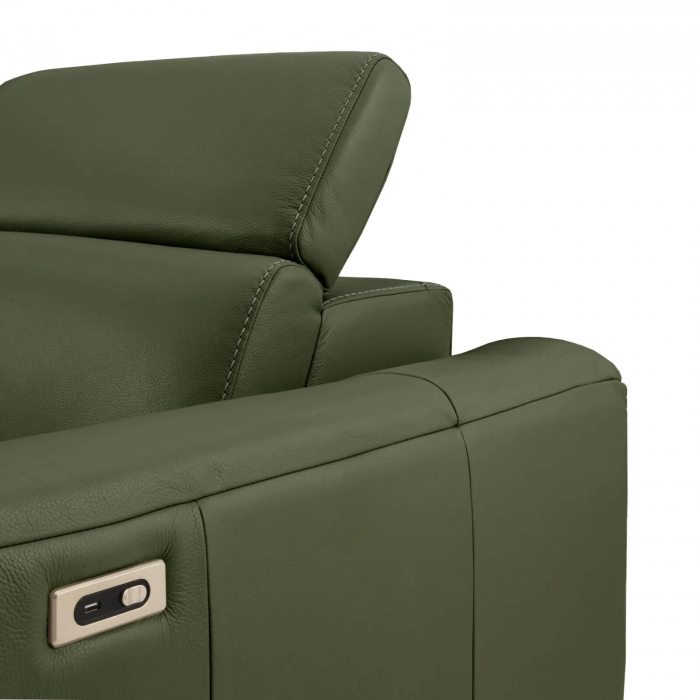 Coltar BALTIC, 3 locuri cu recliner electric stang si sezlong pe dreapta, tetiere reglabile, port USB, Piele naturala Italiana, 291x221 cm [6]