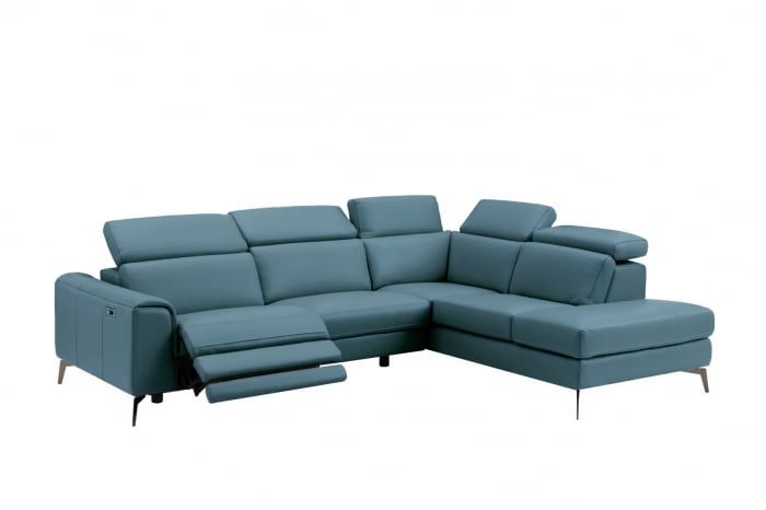 Coltar BALTIC, 3 locuri cu recliner electric stang si sezlong pe dreapta, tetiere reglabile, port USB, Piele naturala Italiana, 291x221 cm [1]