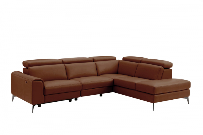 Coltar BALTIC, 3 locuri cu recliner electric stang si sezlong pe dreapta, tetiere reglabile, port USB, Piele naturala Italiana, 291x221 cm [2]
