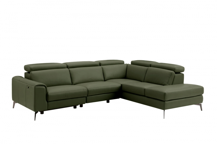 Coltar BALTIC, 3 locuri cu recliner electric stang si sezlong pe dreapta, tetiere reglabile, port USB, Piele naturala Italiana, 291x221 cm [2]