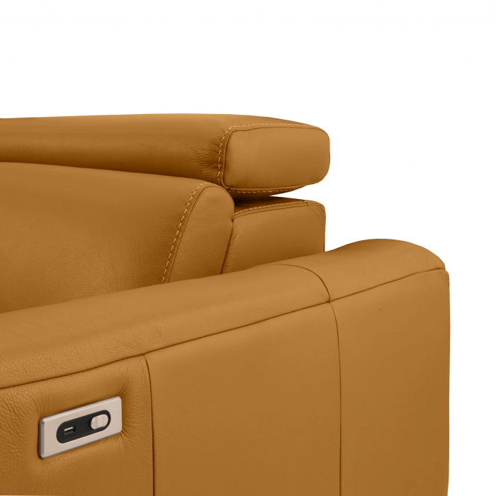 Coltar BALTIC, 3 locuri cu recliner electric stang si sezlong pe dreapta, tetiere reglabile, port USB, Piele naturala Italiana, 291x221 cm [4]