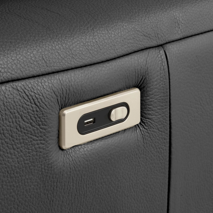 Coltar BALTIC, 3 locuri cu recliner electric stang si sezlong pe dreapta, tetiere reglabile, port USB, Piele naturala Italiana, 291x221 cm [5]