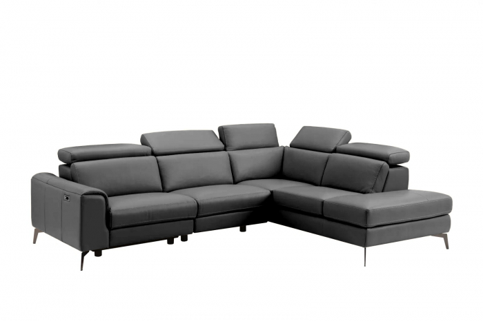 Coltar BALTIC, 3 locuri cu recliner electric stang si sezlong pe dreapta, tetiere reglabile, port USB, Piele naturala Italiana, 291x221 cm [3]
