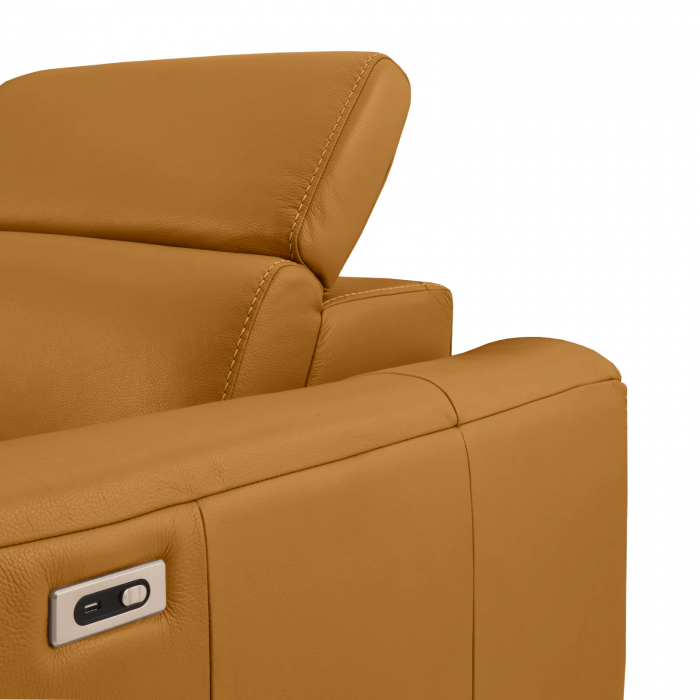 Coltar BALTIC, 3 locuri cu recliner electric stang si sezlong pe dreapta, tetiere reglabile, port USB, Piele naturala Italiana, 291x221 cm [6]