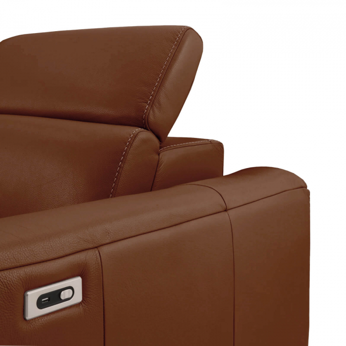 Coltar BALTIC, 3 locuri cu recliner electric stang si sezlong pe dreapta, tetiere reglabile, port USB, Piele naturala Italiana, 291x221 cm [6]