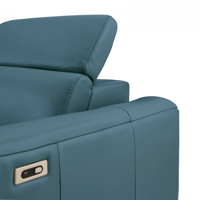 Coltar BALTIC, 3 locuri cu recliner electric stang si sezlong pe dreapta, tetiere reglabile, port USB, Piele naturala Italiana, 291x221 cm [6]