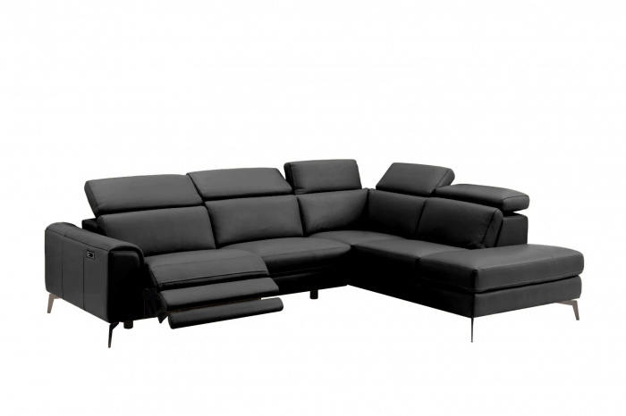 Coltar BALTIC, 3 locuri cu recliner electric stang si sezlong pe dreapta, tetiere reglabile, port USB, Piele naturala Italiana, 291x221 cm [1]
