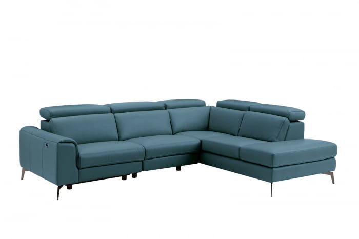 Coltar BALTIC, 3 locuri cu recliner electric stang si sezlong pe dreapta, tetiere reglabile, port USB, Piele naturala Italiana, 291x221 cm [2]