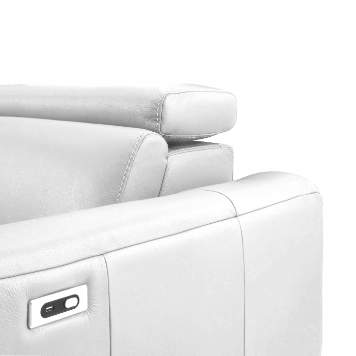 Coltar BALTIC, 3 locuri cu recliner electric stang si sezlong pe dreapta, tetiere reglabile, port USB, Piele naturala Italiana, 291x221 cm [4]