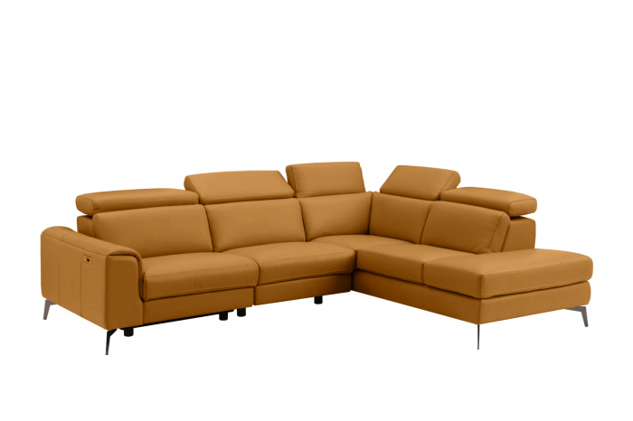 Coltar BALTIC, 3 locuri cu recliner electric stang si sezlong pe dreapta, tetiere reglabile, port USB, Piele naturala Italiana, 291x221 cm [3]