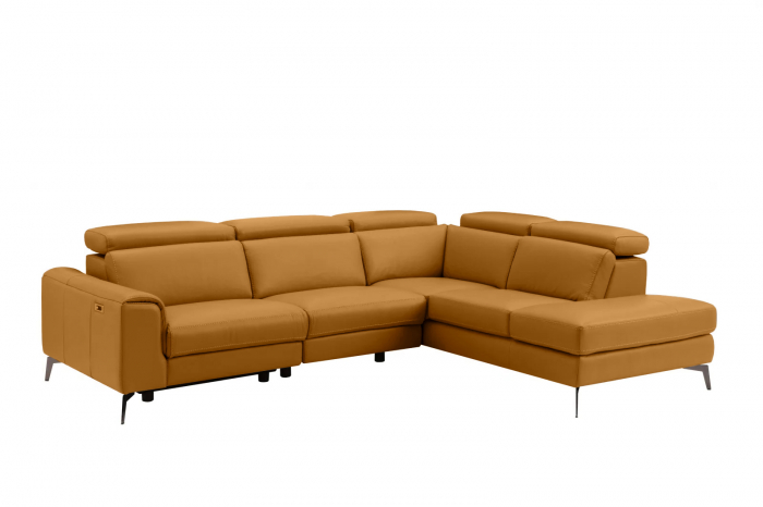 Coltar BALTIC, 3 locuri cu recliner electric stang si sezlong pe dreapta, tetiere reglabile, port USB, Piele naturala Italiana, 291x221 cm [2]