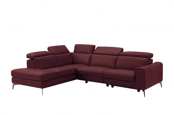 Coltar BALTIC, 3 locuri cu recliner electric stang si sezlong pe dreapta, tetiere reglabile, port USB, Piele naturala Italiana, 291x221 cm [3]