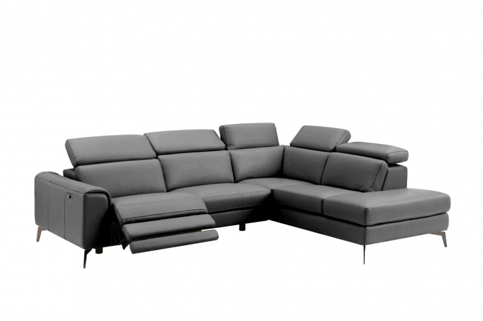 Coltar BALTIC, 3 locuri cu recliner electric stang si sezlong pe dreapta, tetiere reglabile, port USB, Piele naturala Italiana, 291x221 cm [1]