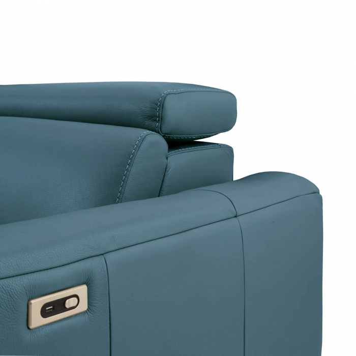 Coltar BALTIC, 3 locuri cu recliner electric stang si sezlong pe dreapta, tetiere reglabile, port USB, Piele naturala Italiana, 291x221 cm [4]