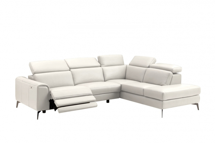 Coltar BALTIC, 3 locuri cu recliner electric stang si sezlong pe dreapta, tetiere reglabile, port USB, Piele naturala Italiana, 291x221 cm [1]