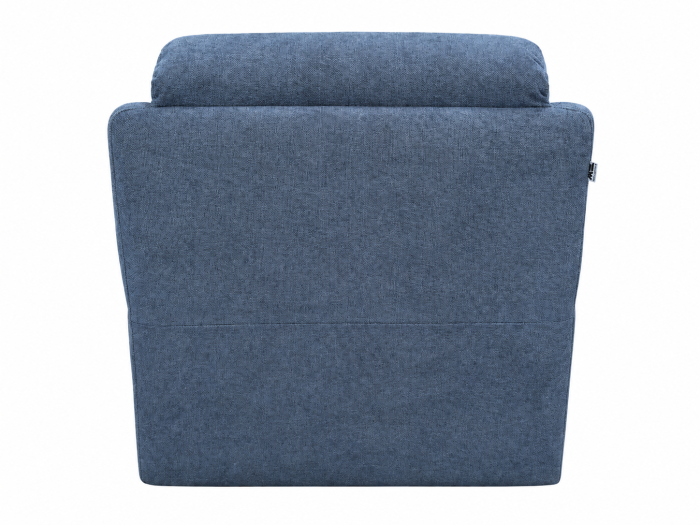 Fotoliu GHITA fix, tapițat în stofă Albastru Denim B1575. Spătar înalt, șezut generos și brațe capitonate. Dimensiuni orientative: 104 × 102 × 102 cm. Produs în lichidare de stoc. [4]