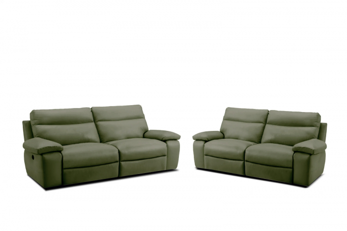 Set 2 canapele CASANOVA, canapea 3 locuri cu 2 reclinere electrice, 220x94 cm si canapea 2 locuri fara reclinere, 172x94 cm, Piele naturala Italiana [2]
