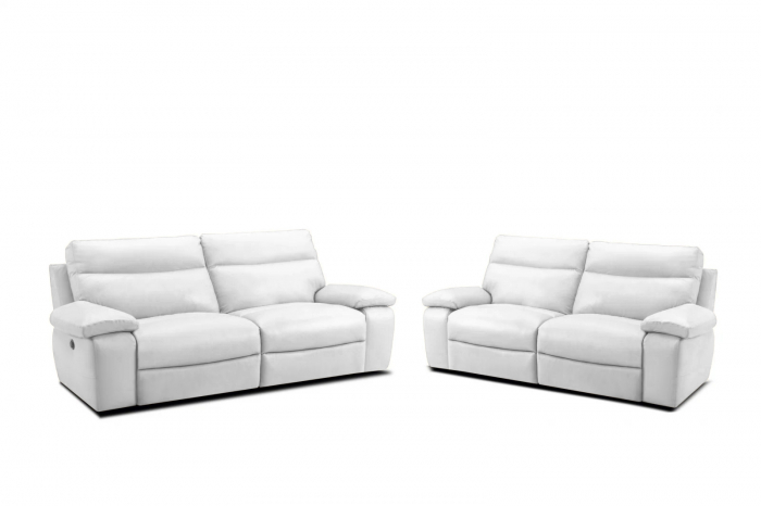 Set 2 canapele CASANOVA, canapea 3 locuri cu 2 reclinere electrice, 220x94 cm si canapea 2 locuri fara reclinere, 172x94 cm, Piele naturala Italiana [2]