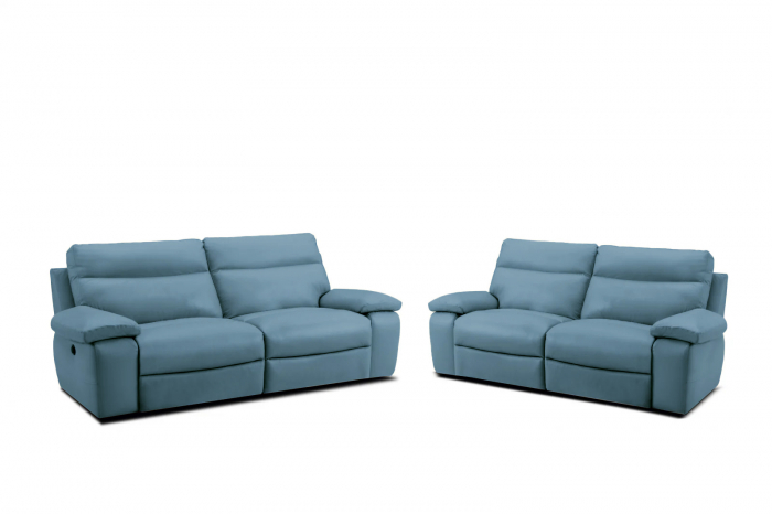 Set 2 canapele CASANOVA, canapea 3 locuri cu 2 reclinere electrice, 220x94 cm si canapea 2 locuri fara reclinere, 172x94 cm, Piele naturala Italiana [2]