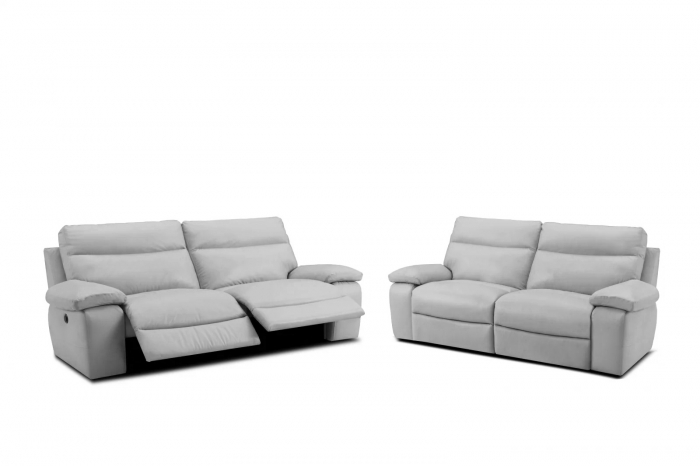Set 2 canapele CASANOVA, canapea 3 locuri cu 2 reclinere electrice, 220x94 cm si canapea 2 locuri fara reclinere, 172x94 cm, Piele naturala Italiana [1]