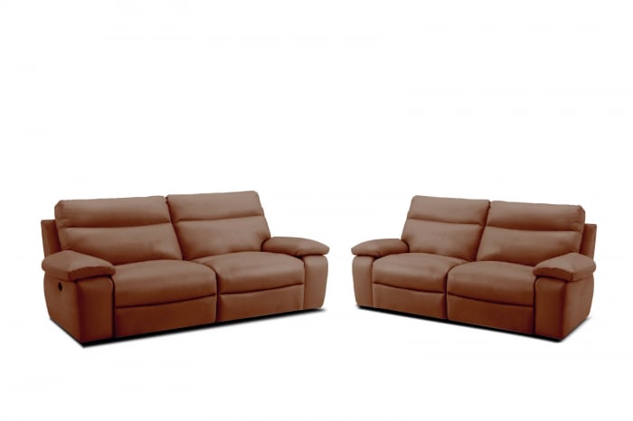 Set 2 canapele CASANOVA, canapea 3 locuri cu 2 reclinere electrice, 220x94 cm si canapea 2 locuri fara reclinere, 172x94 cm, Piele naturala Italiana [2]