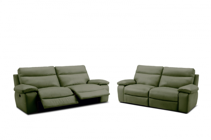 Set 2 canapele CASANOVA, canapea 3 locuri cu 2 reclinere electrice, 220x94 cm si canapea 2 locuri fara reclinere, 172x94 cm, Piele naturala Italiana [1]