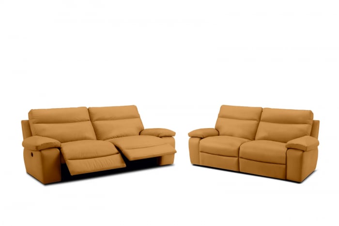Set 2 canapele CASANOVA, canapea 3 locuri cu 2 reclinere electrice, 220x94 cm si canapea 2 locuri fara reclinere, 172x94 cm, Piele naturala Italiana [1]