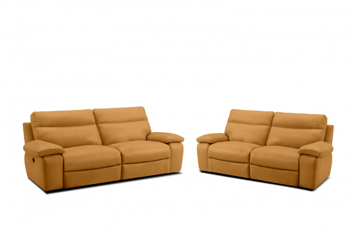 Set 2 canapele CASANOVA, canapea 3 locuri cu 2 reclinere electrice, 220x94 cm si canapea 2 locuri fara reclinere, 172x94 cm, Piele naturala Italiana [2]