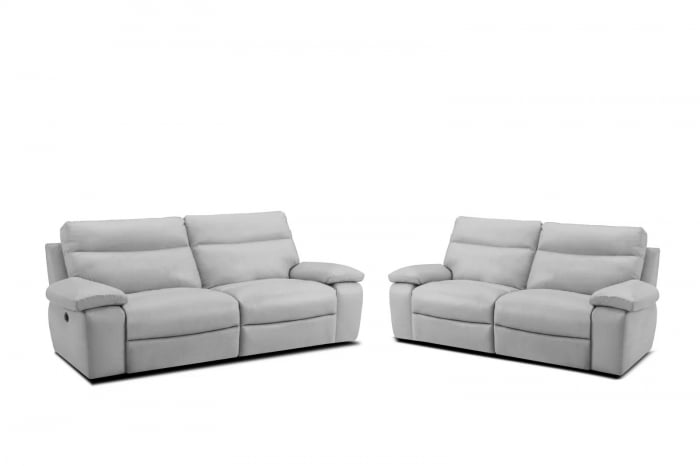 Set 2 canapele CASANOVA, canapea 3 locuri cu 2 reclinere electrice, 220x94 cm si canapea 2 locuri fara reclinere, 172x94 cm, Piele naturala Italiana [2]