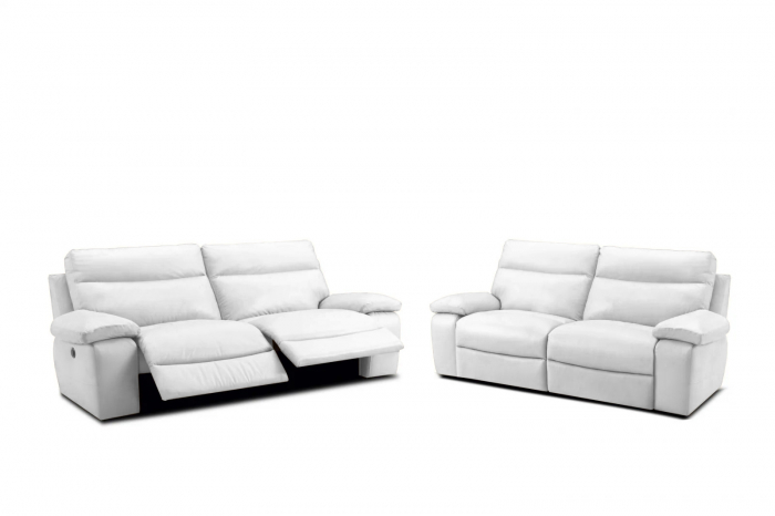Set 2 canapele CASANOVA, canapea 3 locuri cu 2 reclinere electrice, 220x94 cm si canapea 2 locuri fara reclinere, 172x94 cm, Piele naturala Italiana [1]