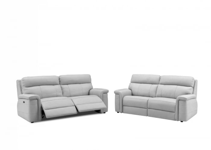 Set 2 canapele NABUCCO, canapea 3 locuri cu 2 reclinere electrice bi-motorizate, tetiere reglabile electric, port USB, 216x103 cm si canapea 2 locuri fara reclinere, 172x103 cm, Piele naturala Italian [1]